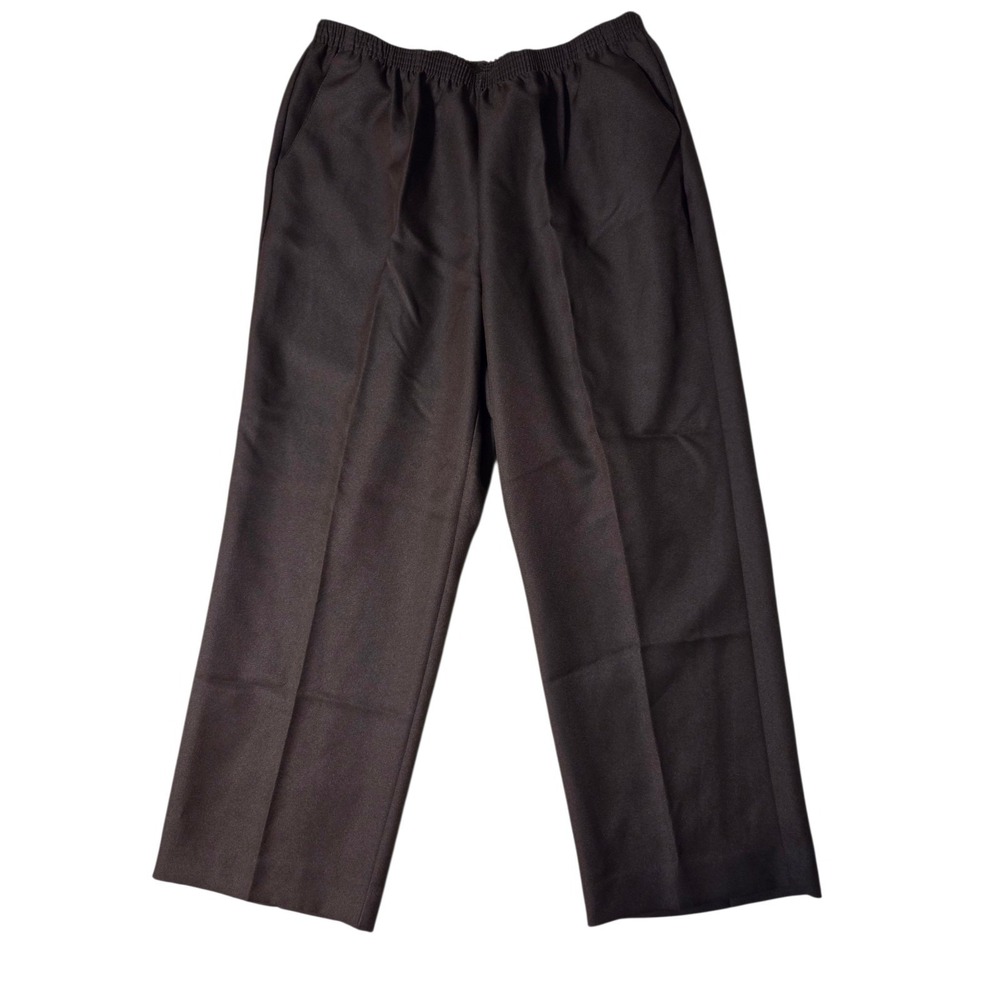 Alfred Dunner Chocolate Brown Wide Leg High Rise Dress Pants 18W Pull On 32x27